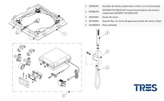 RECAMBIOS KIT ELECTRONICO DE DUCHA TERMOSTATICO EMPOTRADO SHOWER TECHNOLOGY TRES GRIFERIA